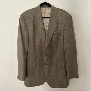 Lauren Ralph Lauren Beige/Gray, Blue & Red Houndstooth Silk Wool Blazer 46L
